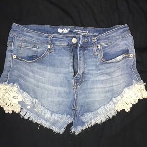 High rise denim short